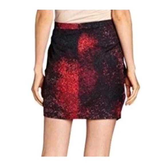Halston Heritage Women's Silk Draped Faux Wrap Mini Galaxy Skirt Size 2 - Picture 2 of 11